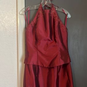 Size 10 rust colored halter top bridesmaids dress.